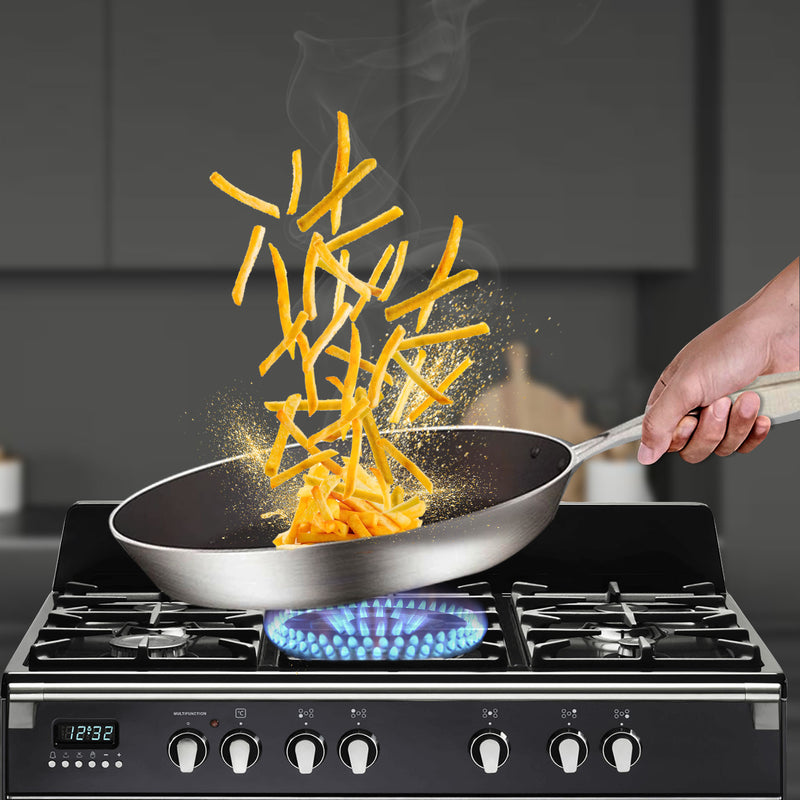 Stainless Steel Fry Pan Set of 2 26cm 36cm Non Stick Induction Compatible