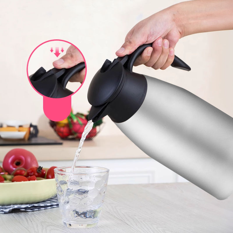 Thermal Flask 1.5L Stainless Steel Triple Layer Vacuum Insulated Silver