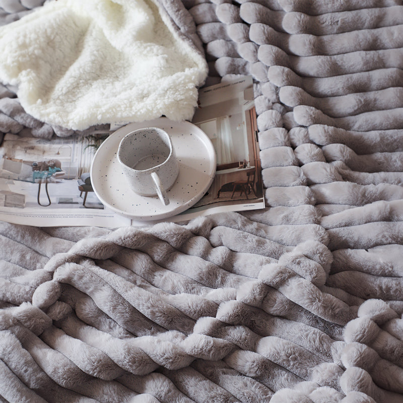 Milk Velvet Throw Blanket 150x200cm Polyester Smoke Gray Luxuriously Soft