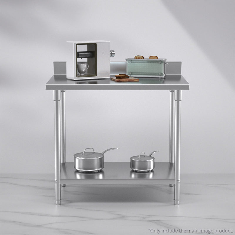 Commercial Stainless Steel Prep Bench With Backsplash Lower Shelf 1000x700x850mm