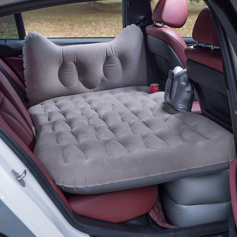 Grey Honeycomb Inflatable Car Mattress Portable Camping Air Bed Travel Kit