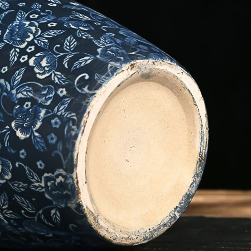 Large Ceramic Flower Vase 35x17cm Blue White Mini Floral Elegant Handcrafted
