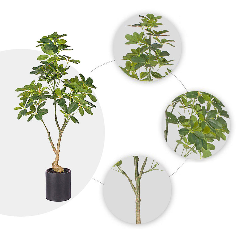 120cm Artificial Schefflera Tree Polyethylene Green With Black Pot