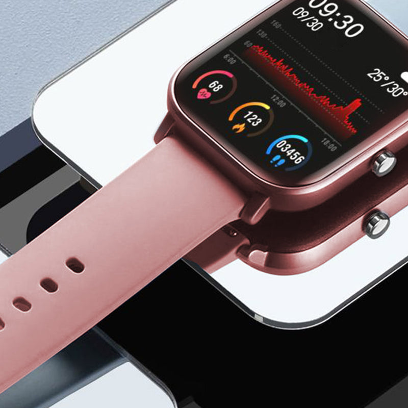 Waterproof Fitness Smart Watch 1.4 Inch Screen Heart Rate Monitor Pink P8