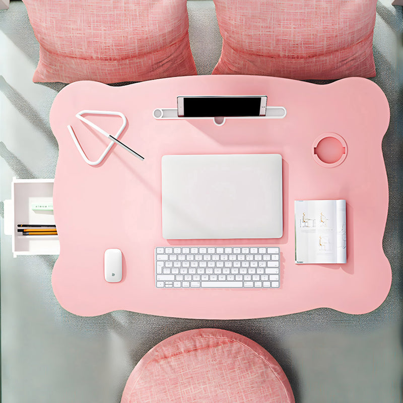 Pink Portable Bed Table Adjustable Folding Desk With Drawer Cup Holder