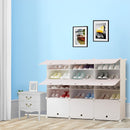 5 Tier 3 Column White Shoe Rack Organizer Stackable Footwear Storage Cabinet
