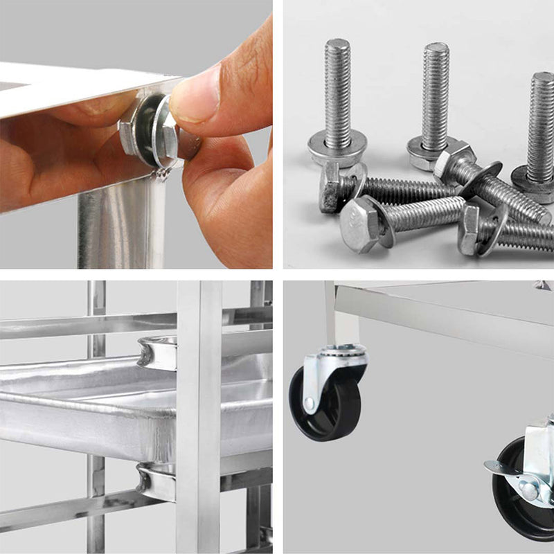 16 Tier Stainless Steel Trolley with Aluminum Baking Tray for Kitchen Storage