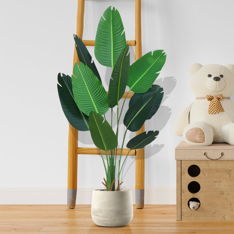 2X 180cm Potted Artificial Banana Plant Polyurethane Woven Seagrass Basket Green