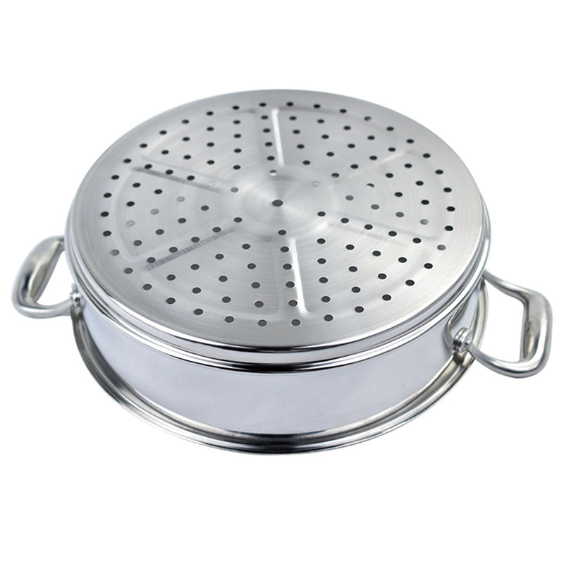 2X 3 Tier 26cm 18/10 Stainless Steel Food Steamer Heavy Duty Stackable Glass Lid