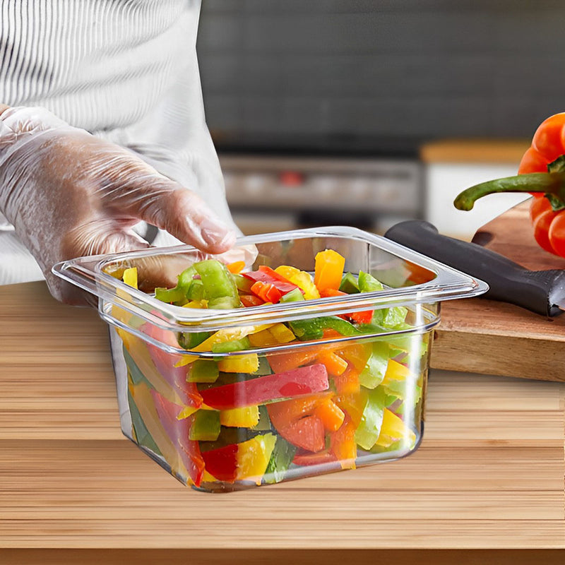 100mm Clear Polycarbonate Gastronorm Gn Pan 1/6 Food Tray Bundle of 6