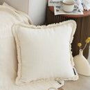 White Chenille Textured Throw Pillow Tassels Stylish Cozy Home Decor 45cm