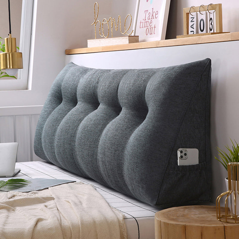 4X 100cm Dark Grey Triangular Wedge Bed Headboard Pillow Button Tufted