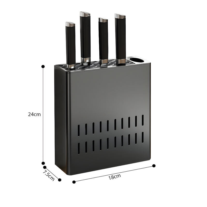 2X Aluminum Wall Mounted Kitchen Knife Storage Rack Space Saving Organizer Black