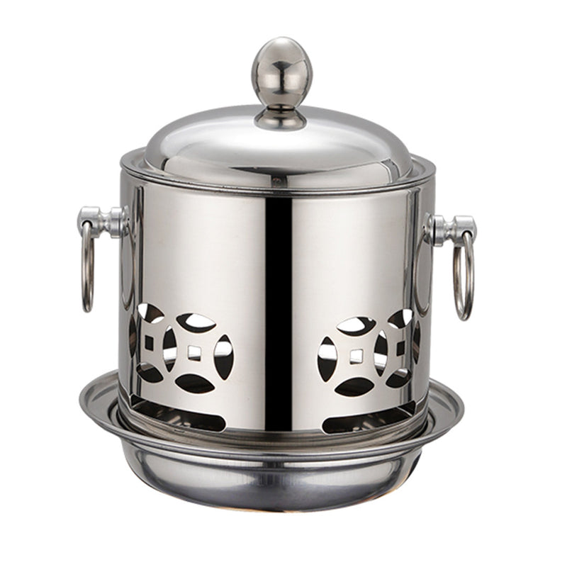 Stainless Steel Mini Hot Pot with Lid Single Person Alcohol Stove Burner 20cm