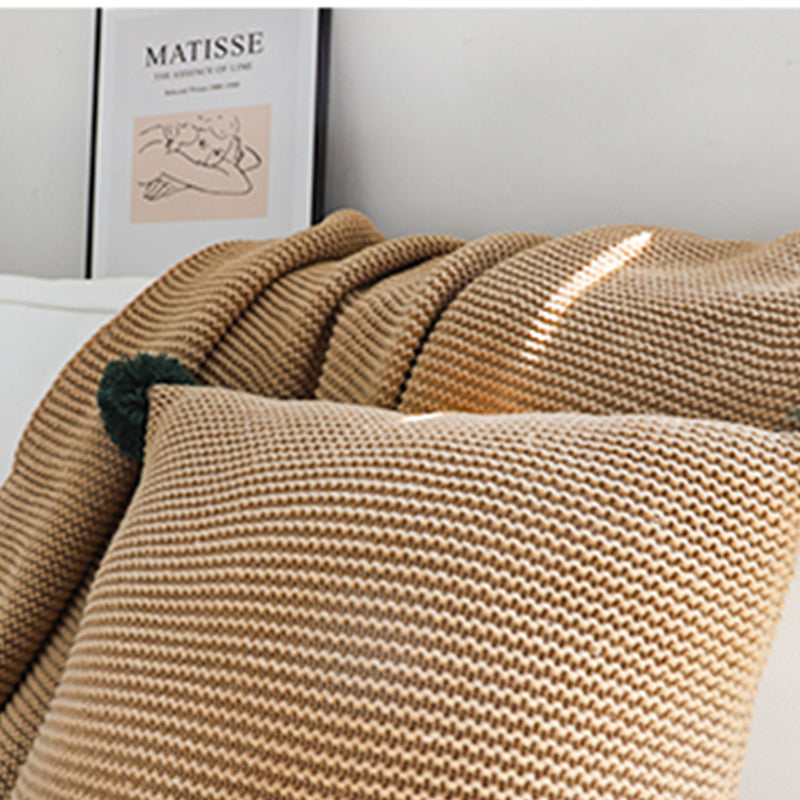 Acrylic Knitted Blanket 130cmx170cm Waffle Weave Coffee Fringe Couch Bed Decor
