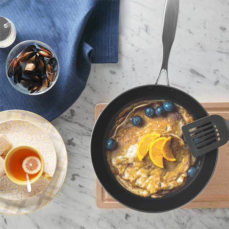Stainless Steel Fry Pan 30cm Non Stick Interior Induction Compatible Durable