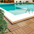 11 pcs Coffee Wooden Composite Decking Tiles Outdoor Durable Slip-Resistant