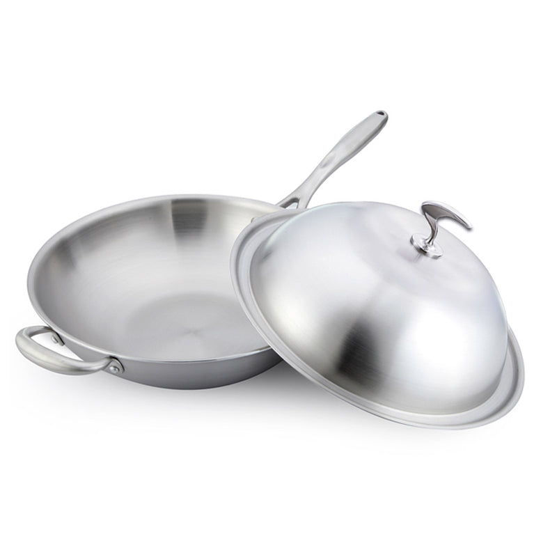 18/10 Stainless Steel Fry Pan 36cm Non-Stick Skillet with Lid Dishwasher Safe