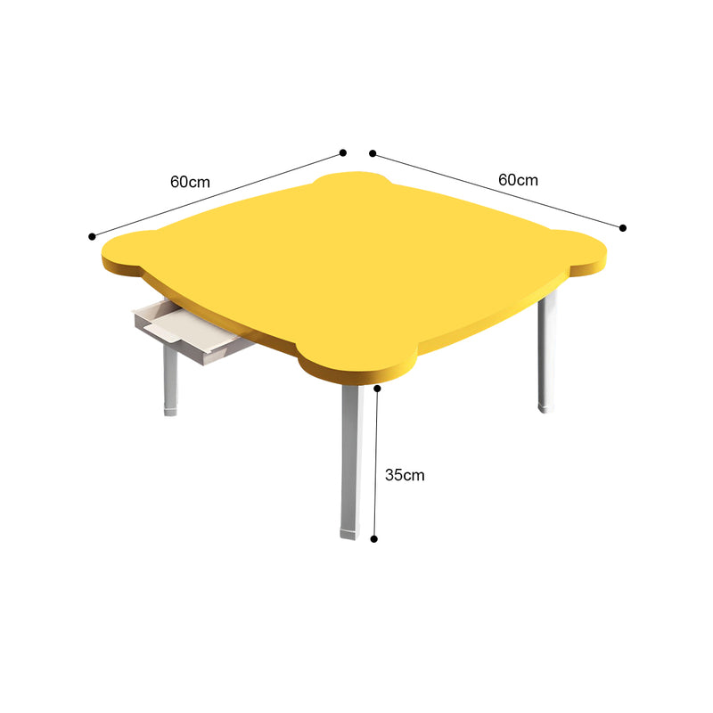 Yellow Cat Ear Floor Table Particleboard Metal 60x60x35cm Space Saving Mini Desk