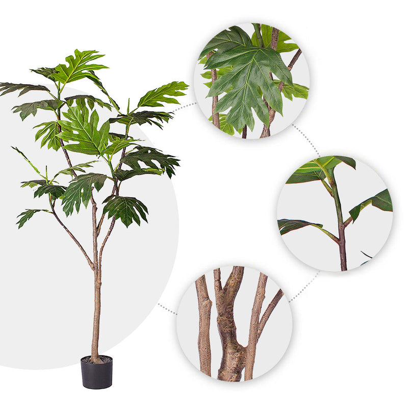 2X 180cm Artificial Philodendron Tree Polyethylene Realistic Green Weighted Pot