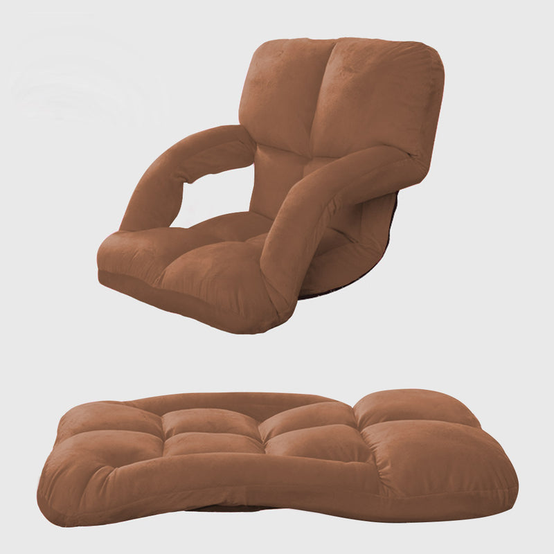 2X Foldable Floor Lazy Recliner Chair Armrest Adjustable Flannel Coffee