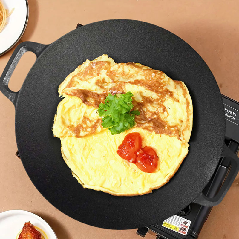 Cast Iron Crepe Pan 40X33cm Induction Pre Seasoned Nonstick Oven Safe