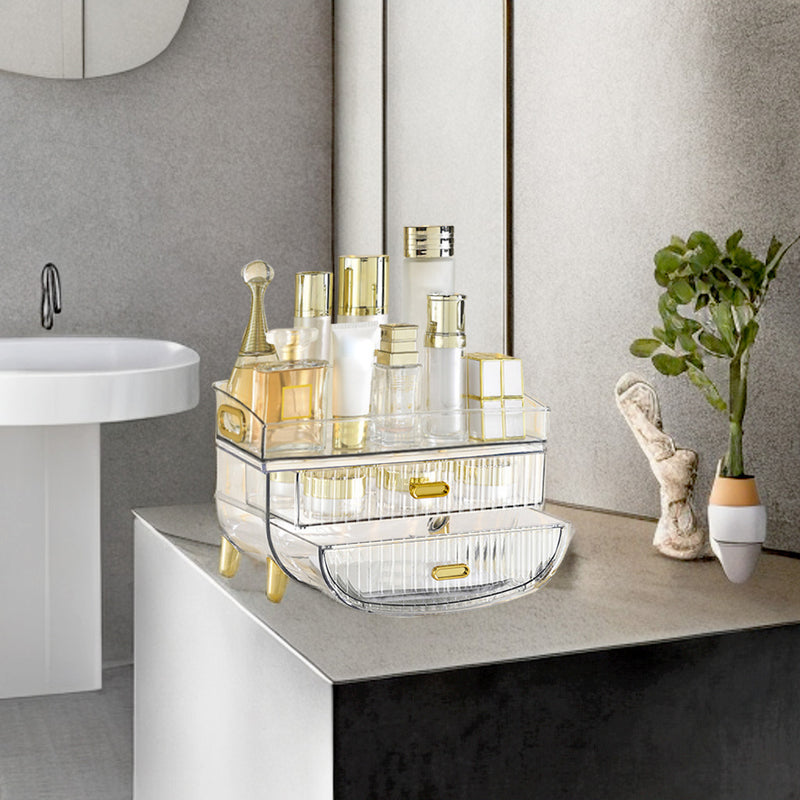3 Tier Transparent Abs Cosmetic Storage Organizer 28.5X18X20cm Countertop Vanity