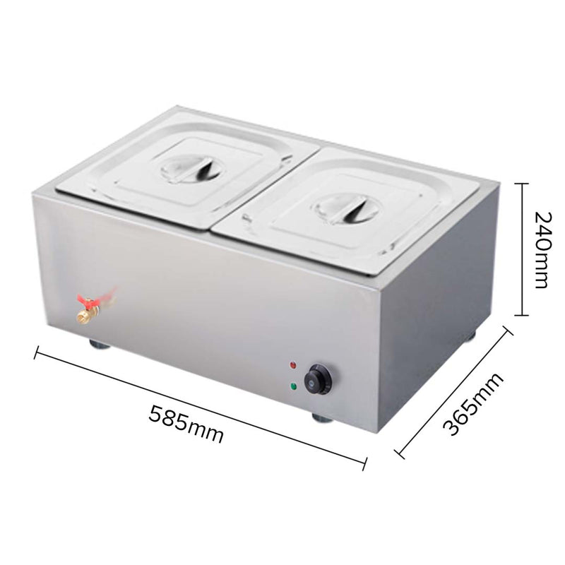 Stainless Steel 2X Bain Marie Food Warmer with Lid Large Capacity 4.5L
