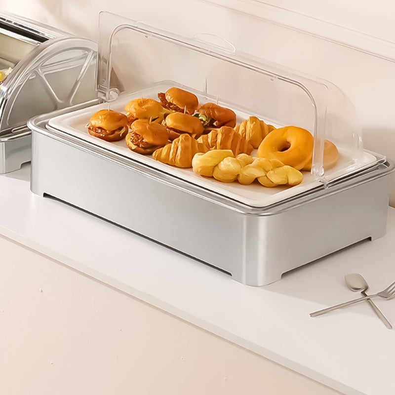 Ceramic Chafing Dish 59x38.5x14cm 9L Silver With Stainless Stand
