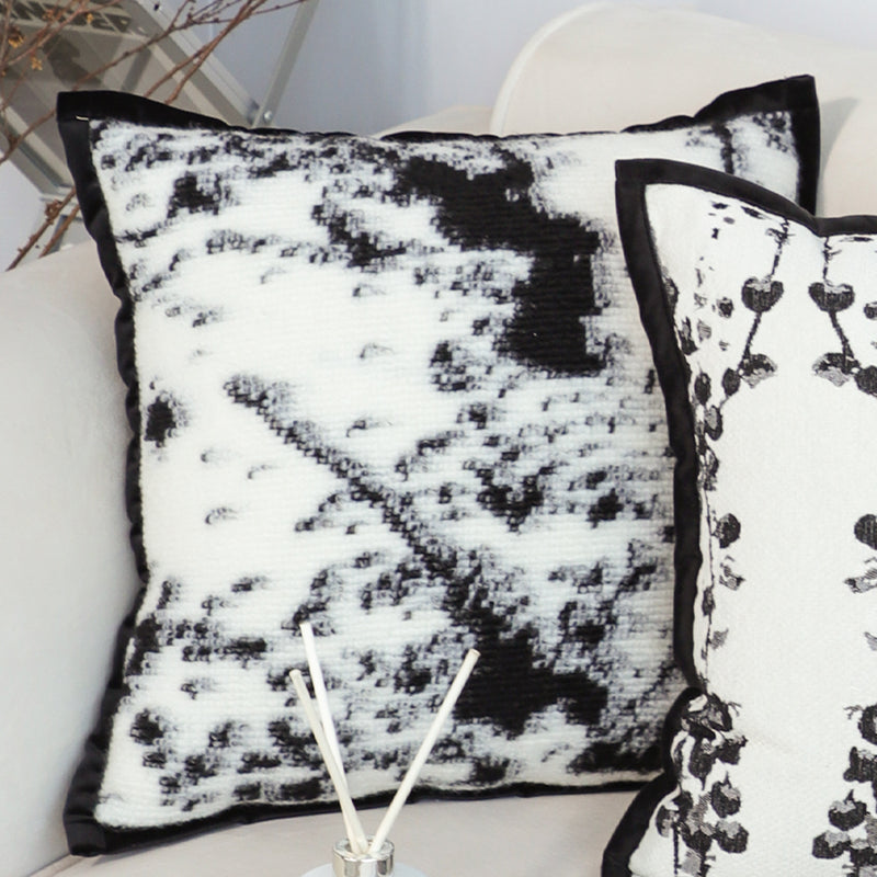 2X Throw Pillow Polyester Cotton 50x50x18cm Thick Black And White Leopard