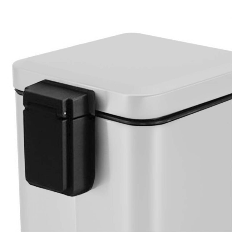 12L Square Pedal Bin Powder Coated Steel Removable Inner Liner White