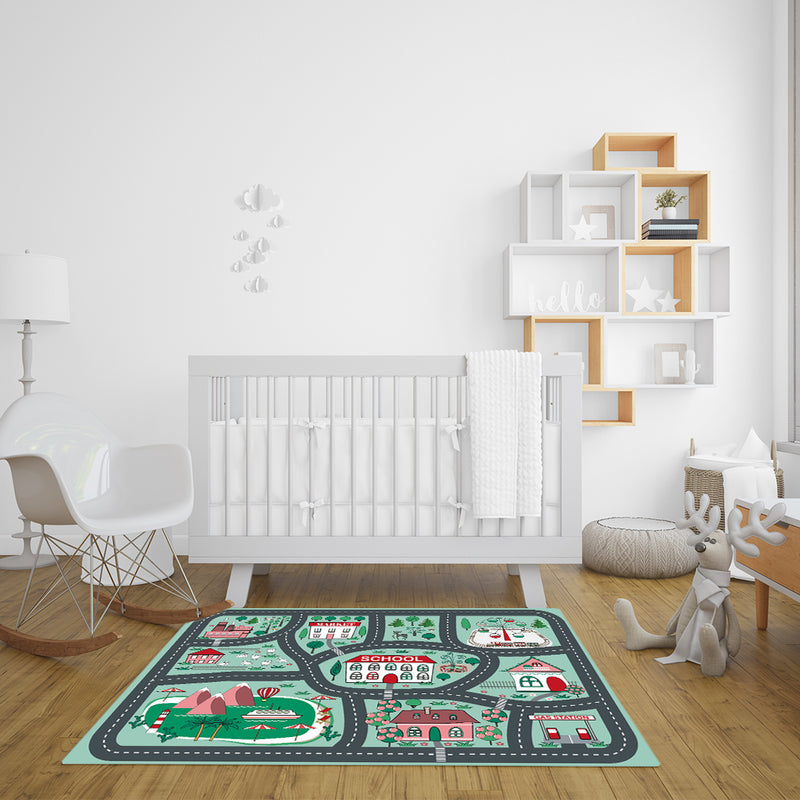 Kids Rug 120x180cm Educational Street Map Play Mat Soft Durable Multicolor