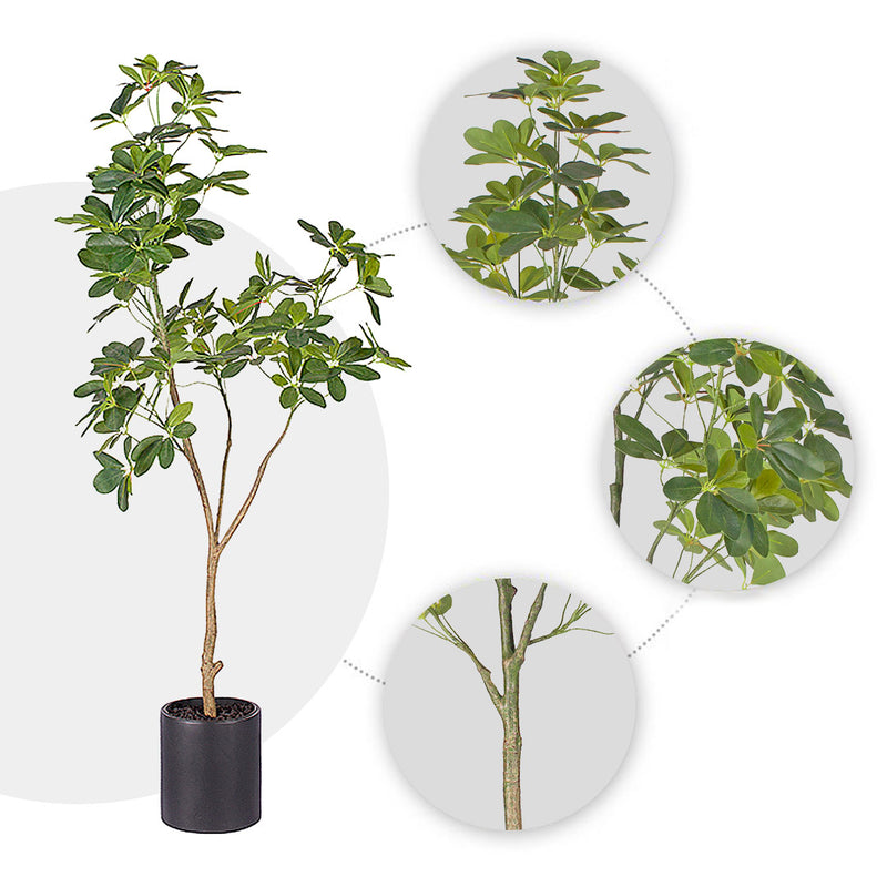 4X 160cm Artificial Schefflera Tree Polyethylene Green Indoor With Black Pot