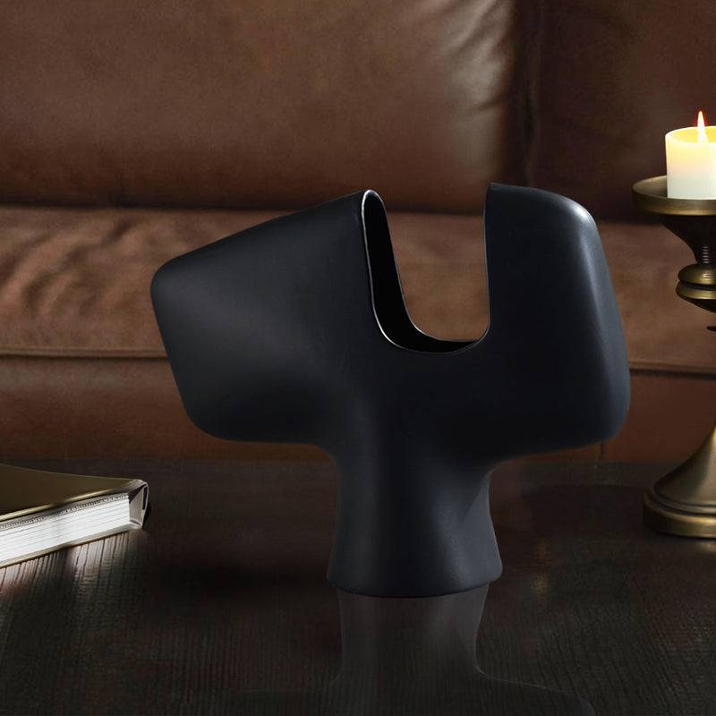 2X Ceramic Curved Decorative Vase 44X35cm Modern Sculptural Black Accent