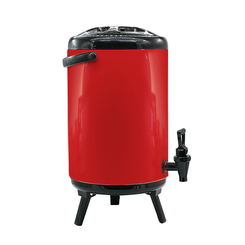 12L Stainless Steel Insulated Beverage Dispenser With Faucet Hot Cold Red