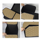 2X Leather Car Boot Organizer Collapsible Storage Box Beige Gold Stitch Small