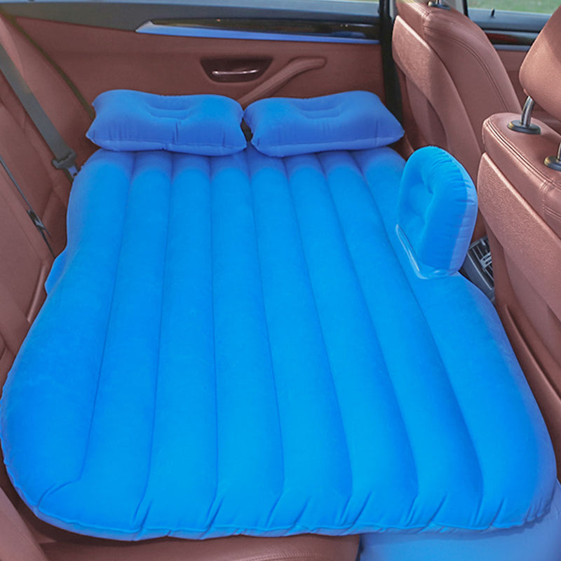Inflatable Car Mattress Blue Stripe PVC Portable Camping Bed With Pump 132x80cm