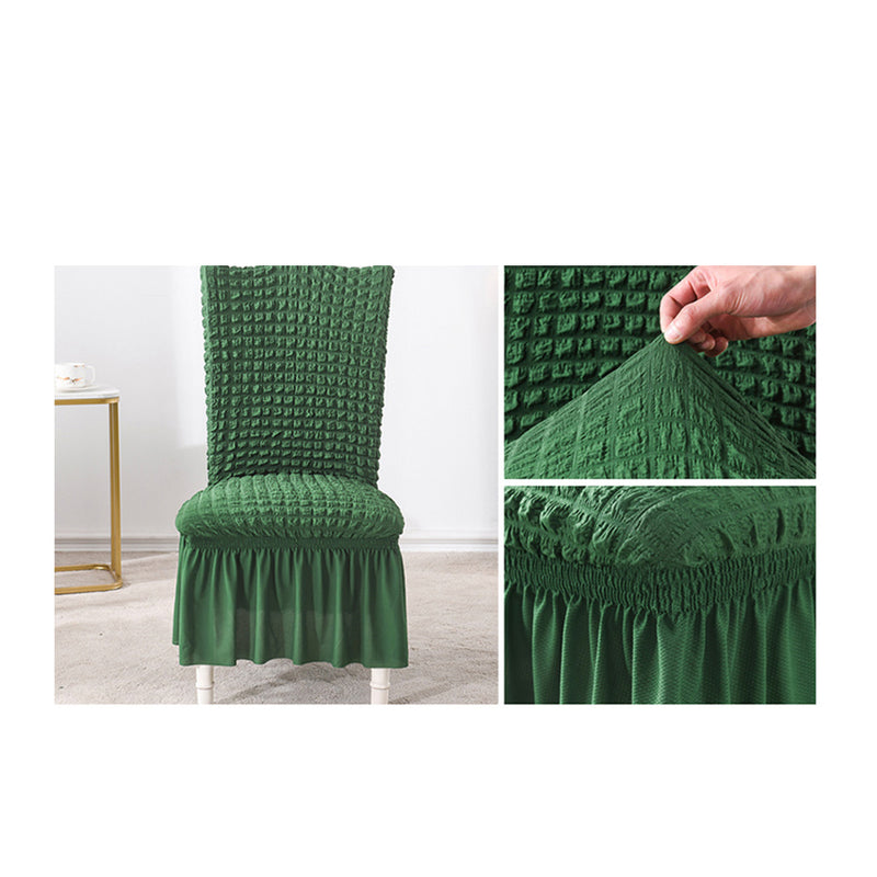 Chair Cover Polyester Dark Green Stretch Ruffle Skirt Fits Back 45 60cm