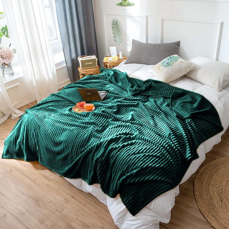 2X Dark Green Thin Lightweight Flannel Fleece Throw Blanket 200cm x 230cm