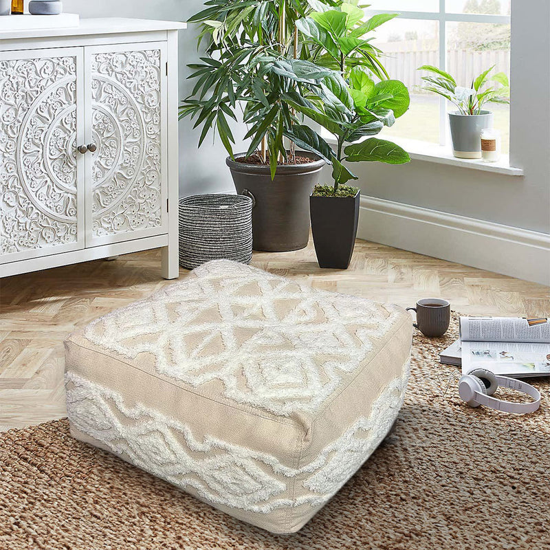 Floor Pouf Cushion Polyester Fiber 50x50x30cm Epp Particle Insert Multicolor
