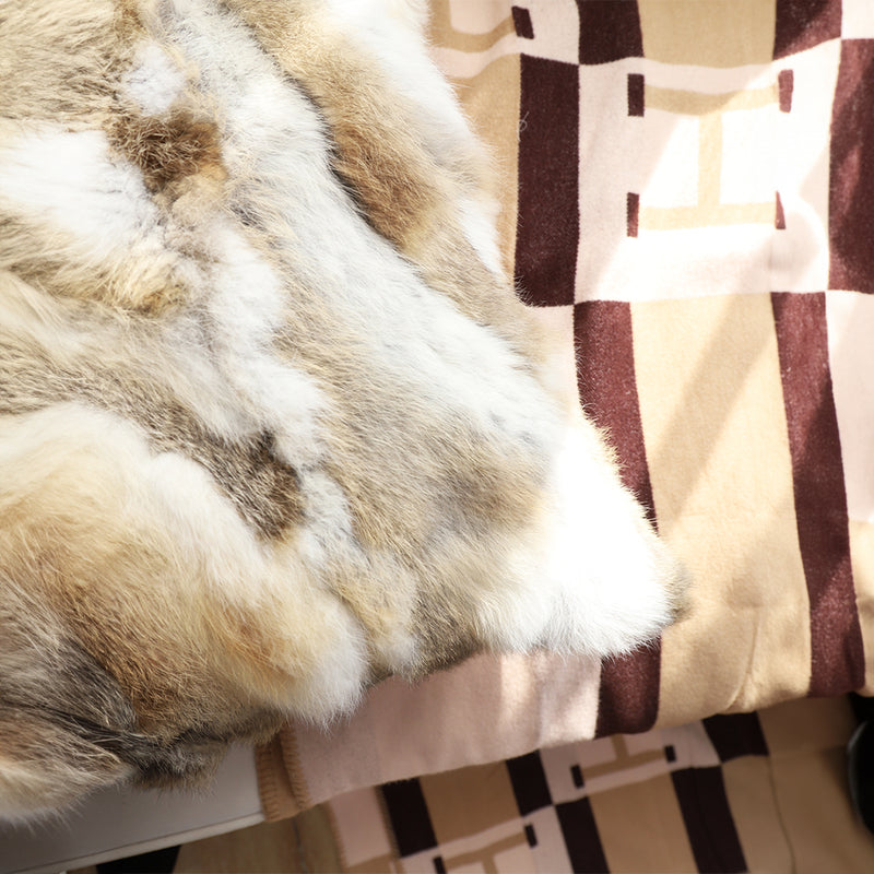 40x45x14cm Rabbit Fur Throw Pillow Square Thick Plush Coffee