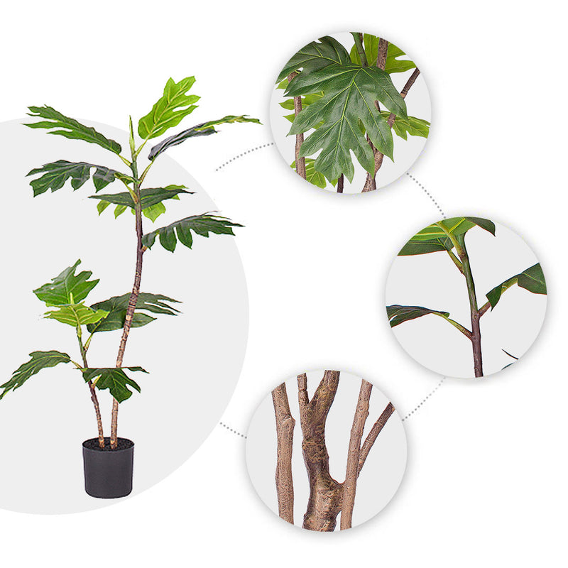 2X 90cm Artificial Philodendron Tree Polyethylene Split Leaf Green Pot