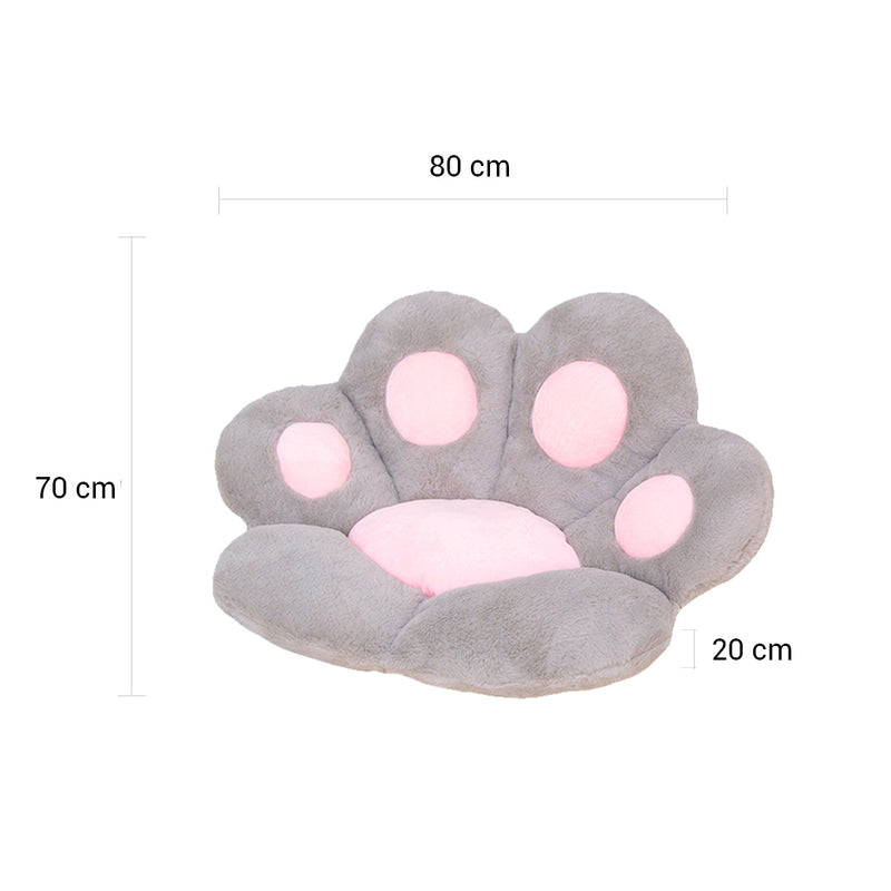 Grey Paw Shape Cushion Warm Plush Pillow Decor Sofa Backseat 80cmx70cmx20cm