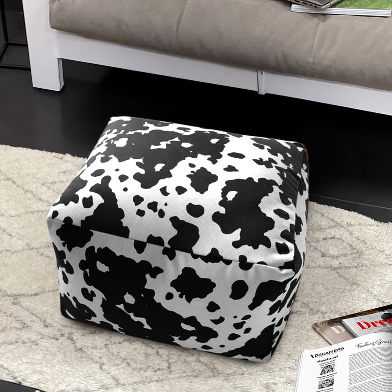 2X Square Pouffe Velvet Cotton 55x55x35cm Soft Seat Footstool Multicolor