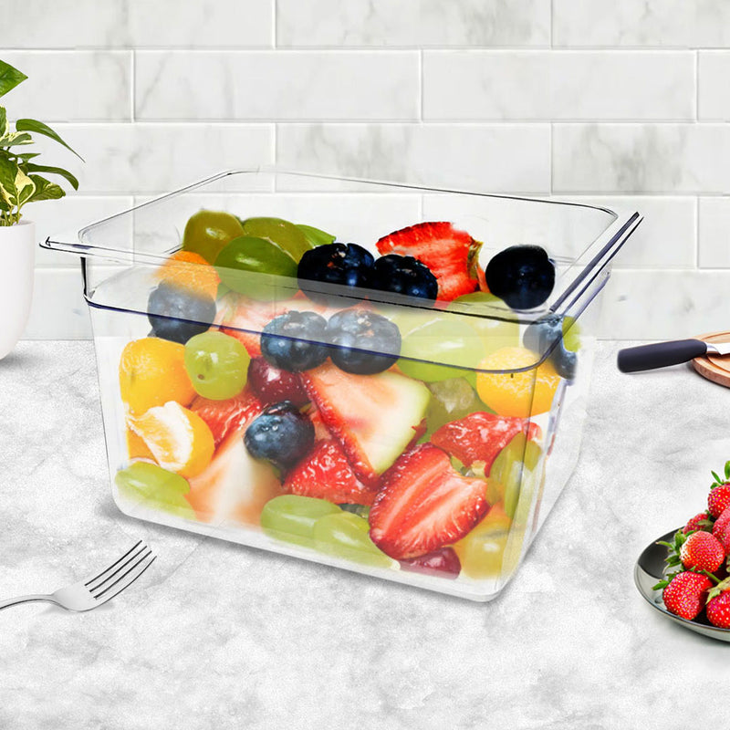 200mm Clear Polycarbonate GN Pan 1/2 Food Tray Dishwasher Safe 32.5x26.5x20cm