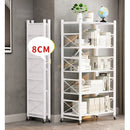 2X White 4 Tier Foldable Steel Shelves With Wheels Multi-Functional Storage Rack