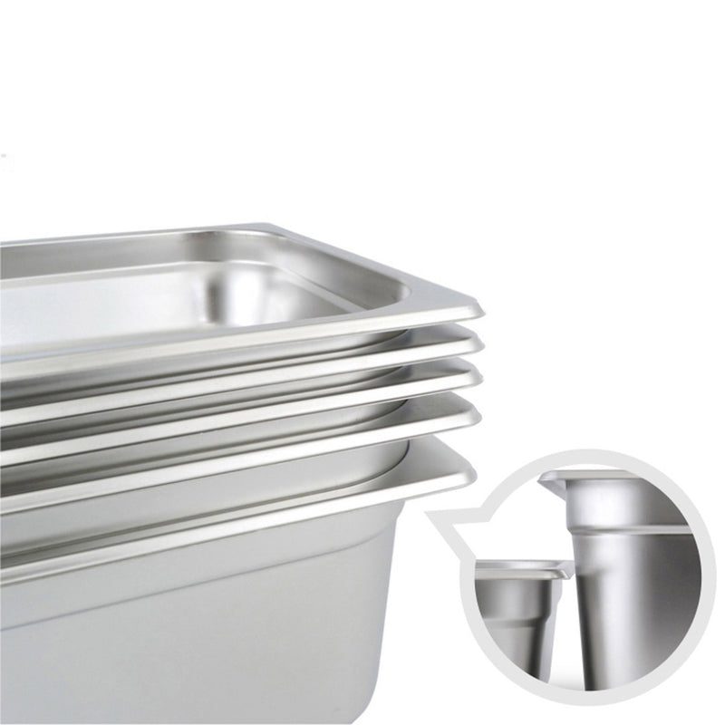 2X Full Size 1/1 GN Pan 15cm Deep Stainless Steel Stackable Commercial