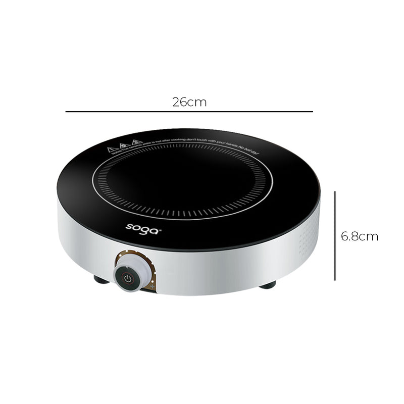 Portable 26cm Electric Induction Cooktop 2000W Touch Control Black Kitchen Cook