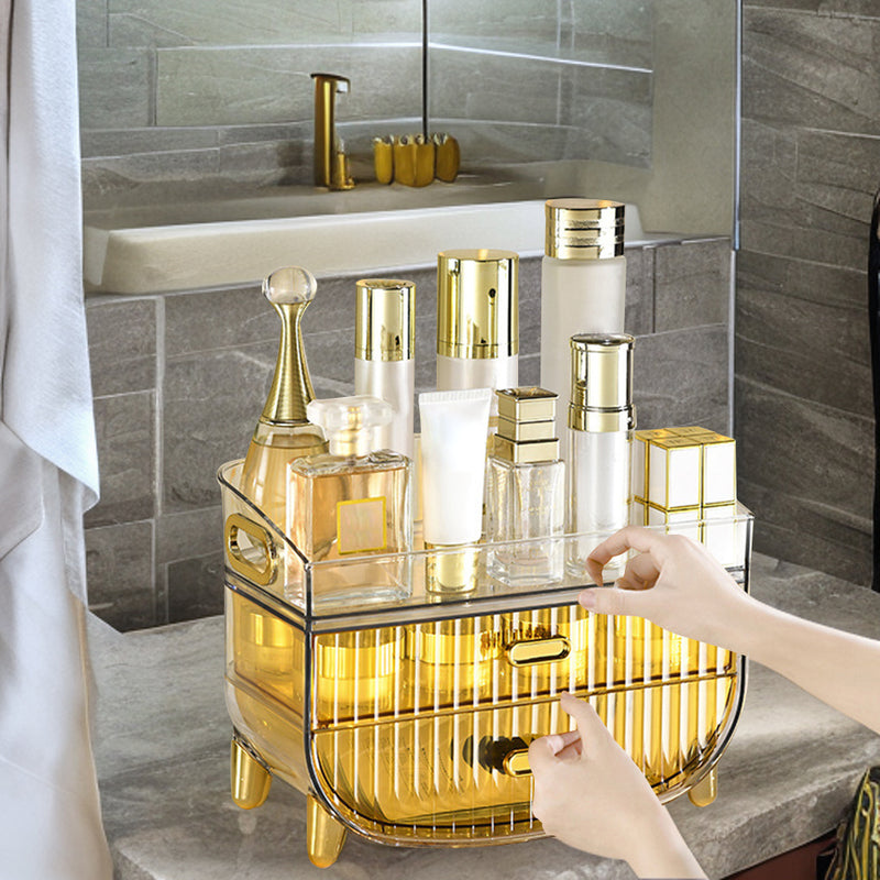 2X Golden Yellow 3 Tier Cosmetic Skincare Jewelry Storage Organizer Dustproof