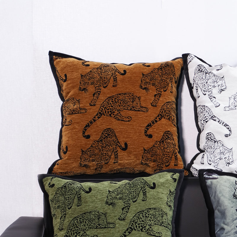 2X Polyester Throw Pillow 45cm Square Leopard Dark Brown Retro Decorative